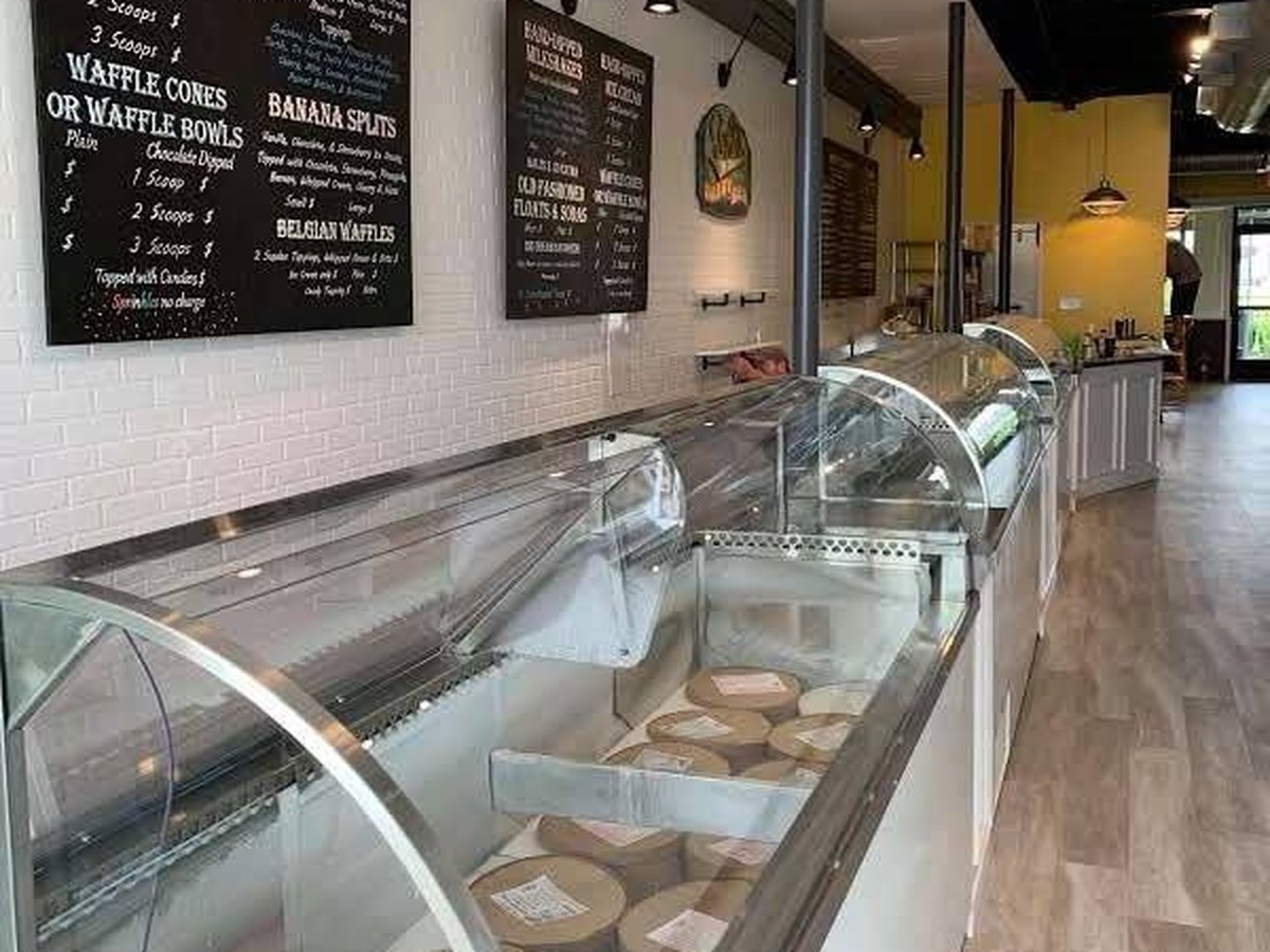 Scoop shop ice cream case